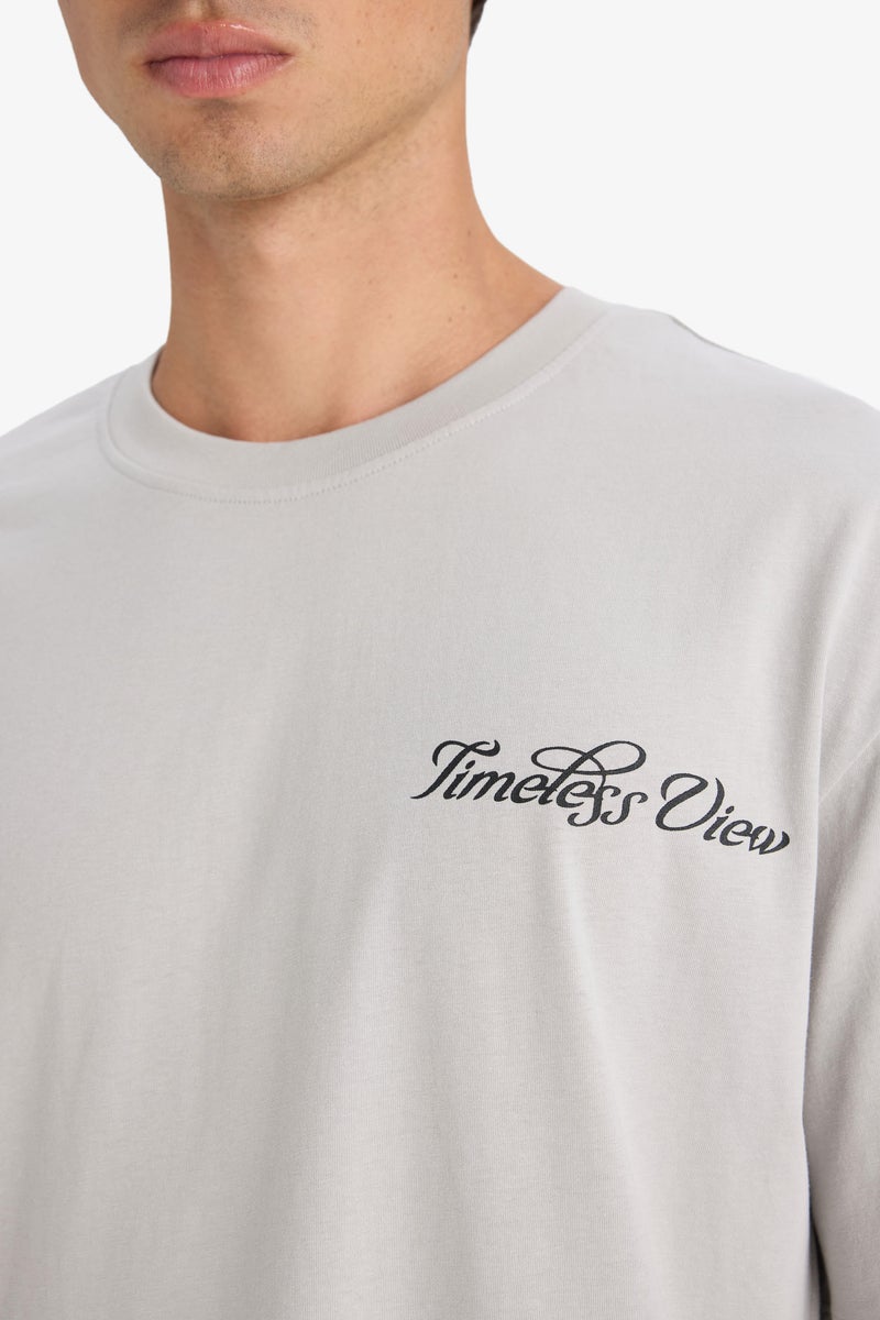 DeFacto Grey Man Boxy Fit Crew Neck Printed Short Sleeve T-Shirt Casual - Image 5